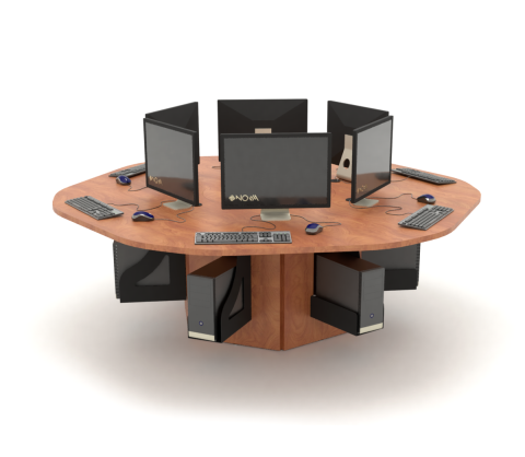 Round Collaboration Table show with CPU Holder