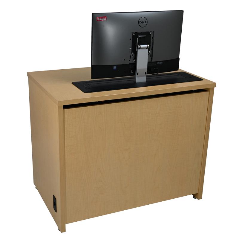 SingleComputerDesk-TrolleyEXL-FusionMaple-AppriachSide-LamMods-MonitorUp-2.jpg