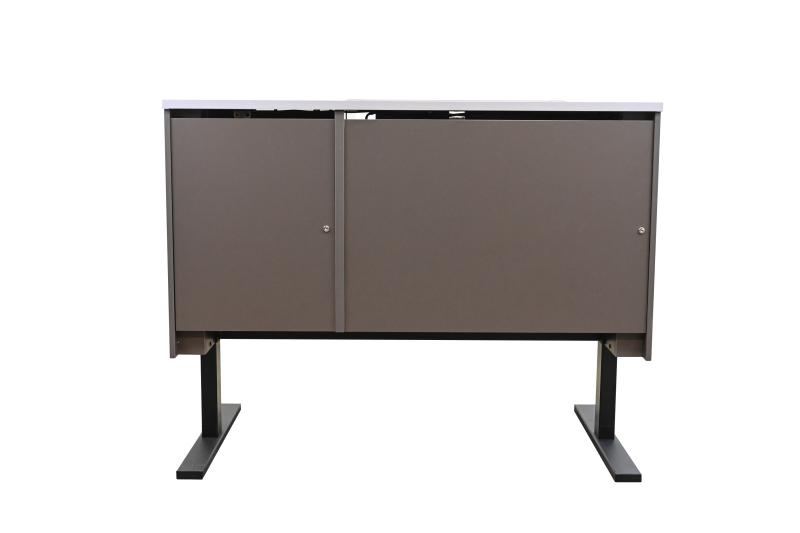 Sit-Stand-Pedestal-Downview-Rear_Standing_FashionGreyWS_SlateGreyB